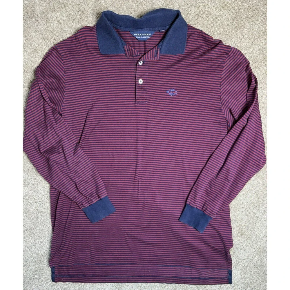 Polo Ralph Lauren Polo Golf Men's Large Long Sleeve Rugby Like Striped‎ Shirt